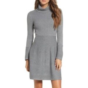 Eliza J Ribbed Turtleneck Sweater Long Sleeve Knit Midi Dress